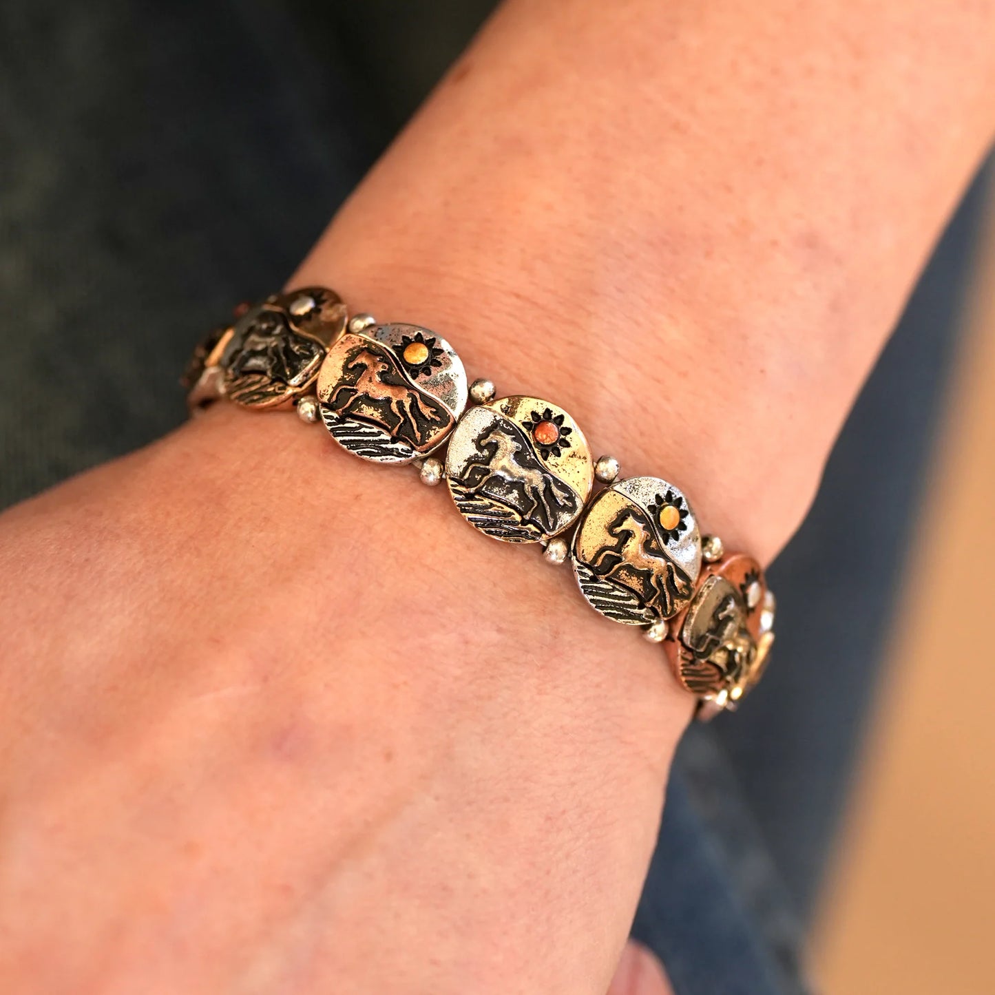 Running Horse Two-Tone Bracelet