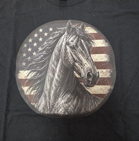 Horse/Flag Black Tee