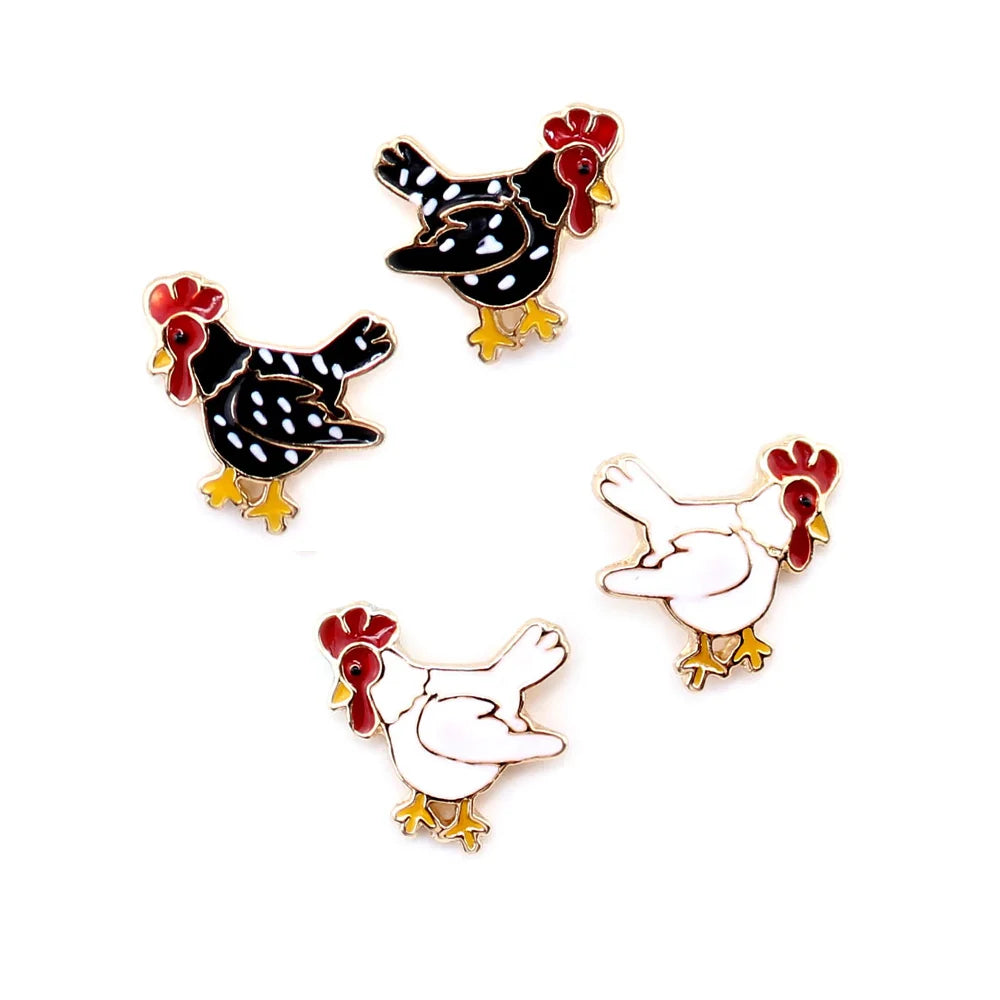 Enamel Chicken Earrings