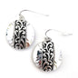 Silver Circle Earrings  with Vine Engraving