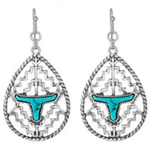 Aztec Tear Drop Steer Earrings