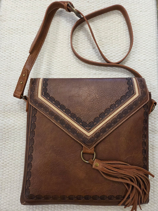 Justin Sunburst Tan trim Crossbody Bag