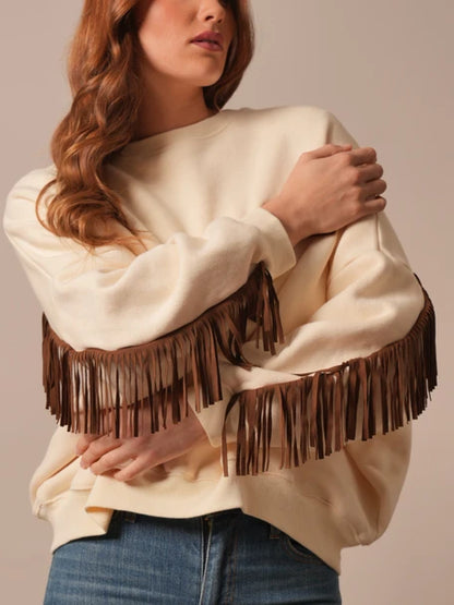Womens Kimes Ranch Fringed Bobby French Terry Sweatshirt