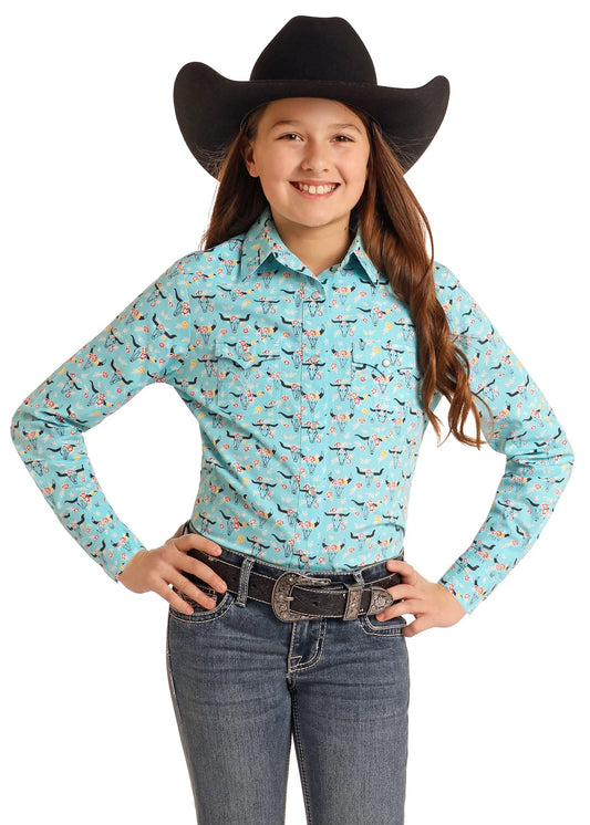 Girls Turquoise Steer Snap