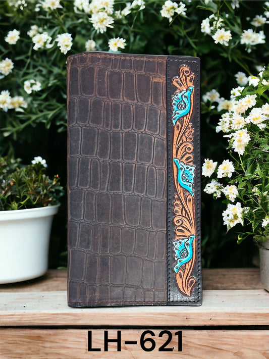 Ranger Womens Wallet Gator/Tooled edge Turquoise