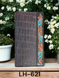 Ranger Womens Wallet Gator/Tooled edge Turquoise