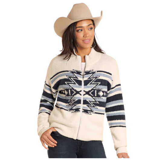 Boucle Blue/White Sweater