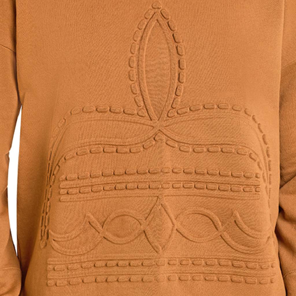 Womens Brass Bootstitch Embossed Crew Neck Sweathshirt