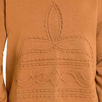 Womens Brass Bootstitch Embossed Crew Neck Sweathshirt