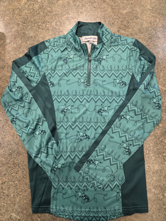 Womens Panhandle Slim Teal Performance Quarter Zip