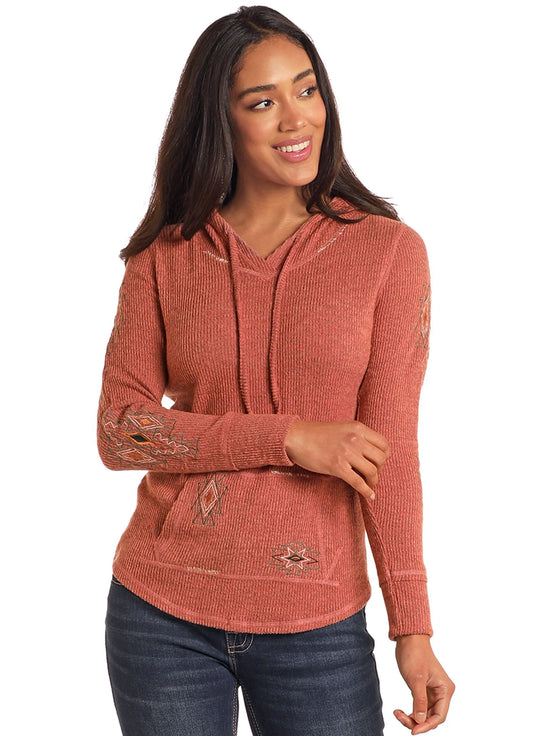 Mauve Embroidered Sweater Hood