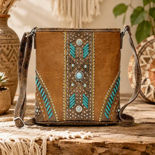 MC Handbags Turquoise Conchos, Studded and Laced Purses