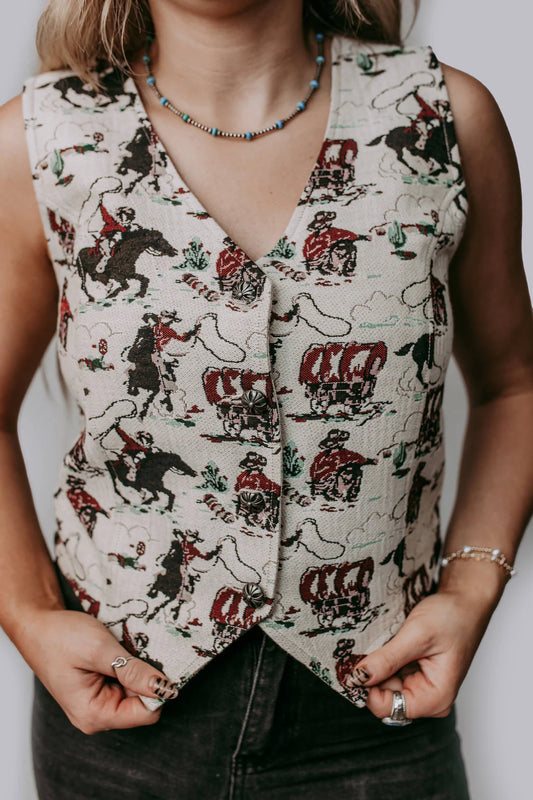 Womens Cowboy Print Vest