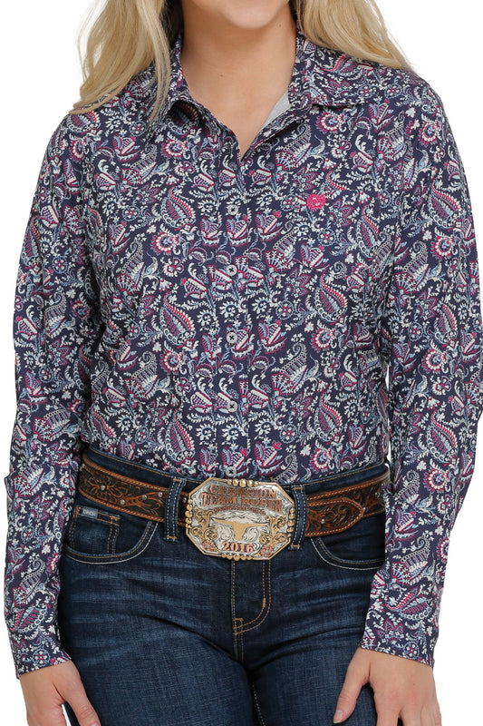 Womens Cinch Arenaflex Navy Paisley