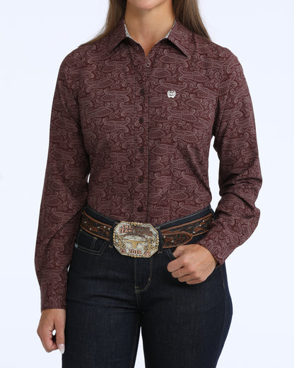 Cinch Womens ArenaFlex Burgundy Paisley Shirt