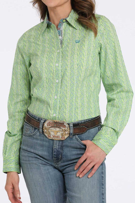 Womens Green/Blue Print Shirt