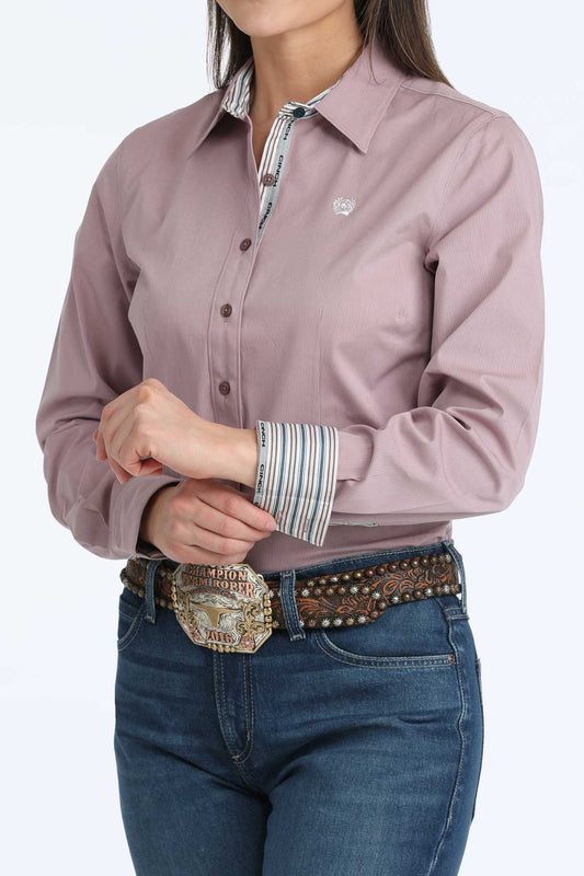 Womens Cinch Mauve Mini Stripe Shirt
