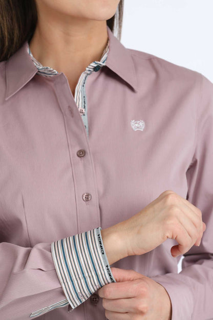 Womens Cinch Mauve Mini Stripe Shirt
