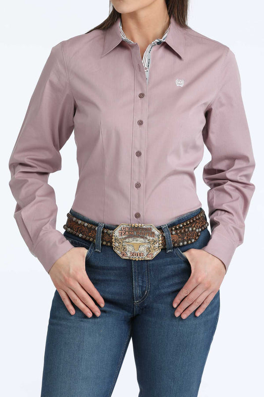 Womens Cinch Mauve Mini Stripe Shirt