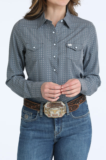 Cinch Womens ArenaFlex Navy/Pink Diamond Snap Shirt
