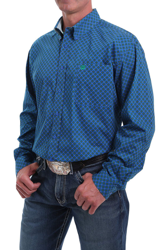 Mens Cinch Royal Blue/Green Shirt