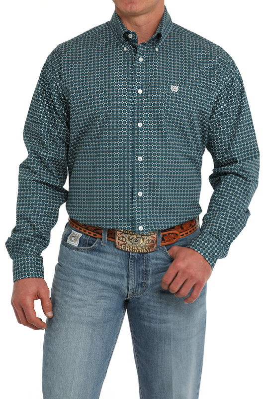 Mens Teal Geometric Print