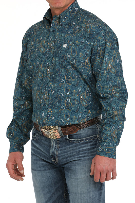 Cinch Mens Teal Paisley Shirt