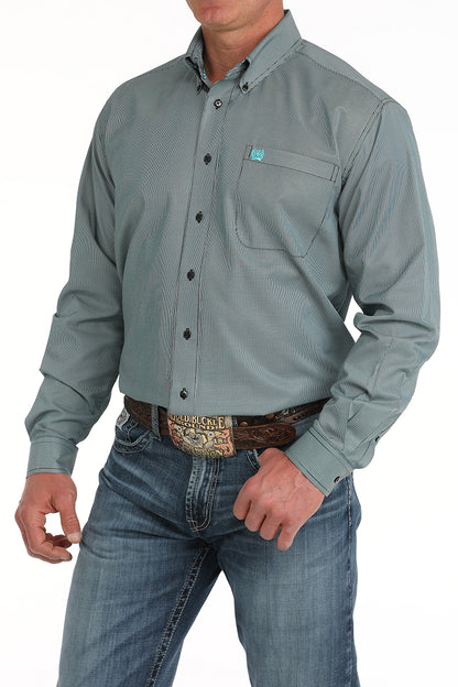 Mens Cinch Tencel Teal Stripe
