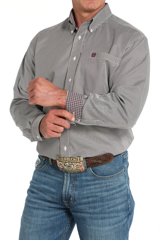 Mens Cinch Purple Stripe Tencel Shirt
