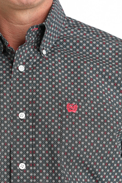 Cinch Mens Black/White/Red Print Shirt