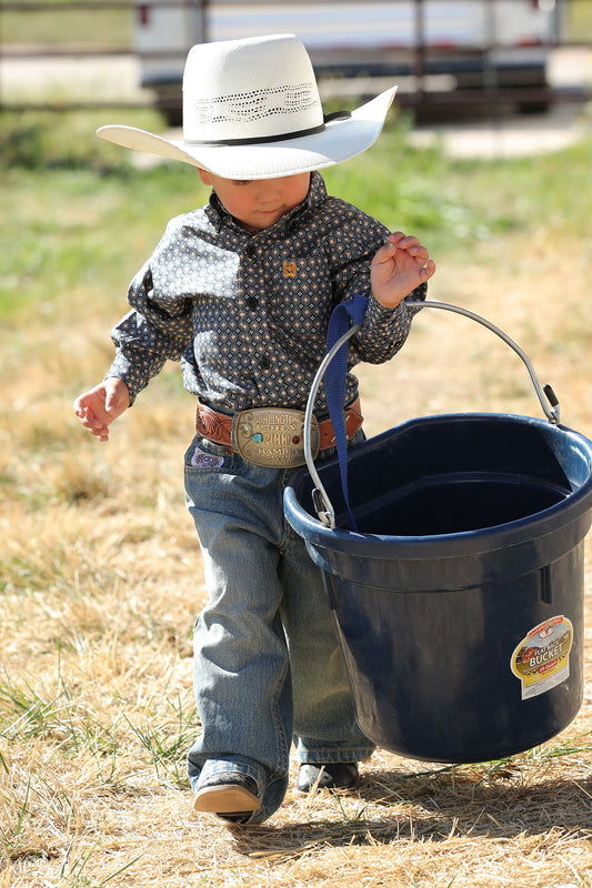 Infant Navy/Gold Button Shirt