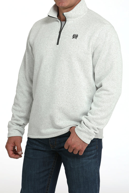 Cinch Mens 1/4 Zip Grey Pullover Textured Fleece Sweater