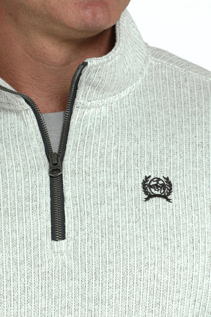 Cinch Mens 1/4 Zip Grey Pullover Textured Fleece Sweater