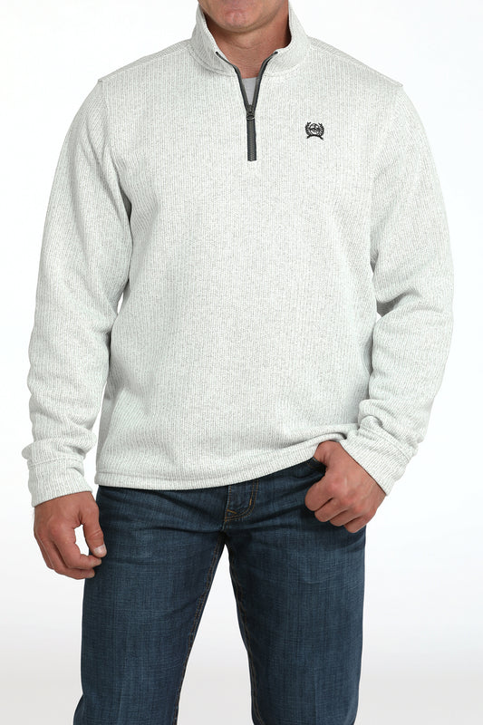 Cinch Mens 1/4 Zip Grey Pullover Textured Fleece Sweater