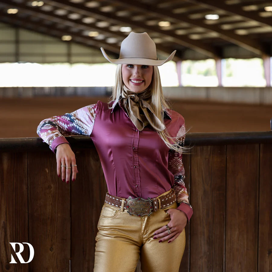 Ranch Dress'n Marianna Mauve Aztec Performance Rodeo Shirt