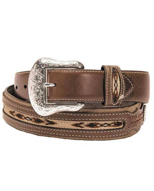 Mens Nocona Brown Belt With Inlay