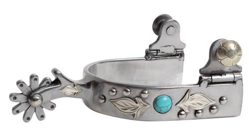 PC 3/4" Floral spur w/turquoise stone
