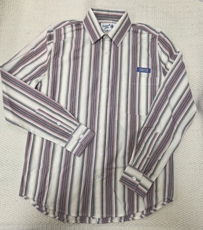 Mens Panhandle Burgundy/Gray Striped Button Shirt