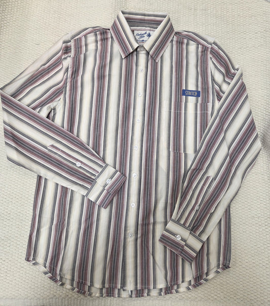 Mens Panhandle Burgundy/Gray Striped Button Shirt