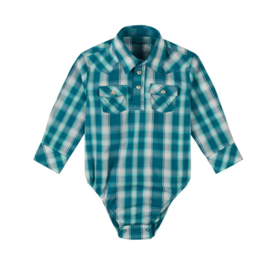 Infant Turquoise Plaid Shirtsie
