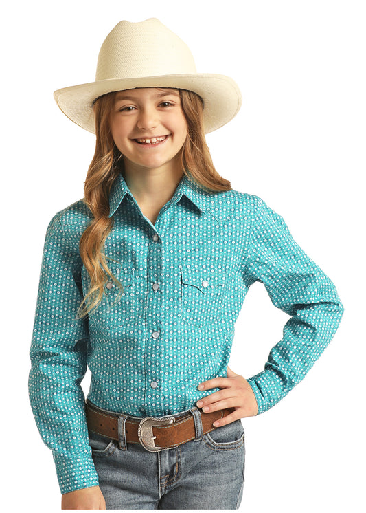 Turquoise/navy Western Snap