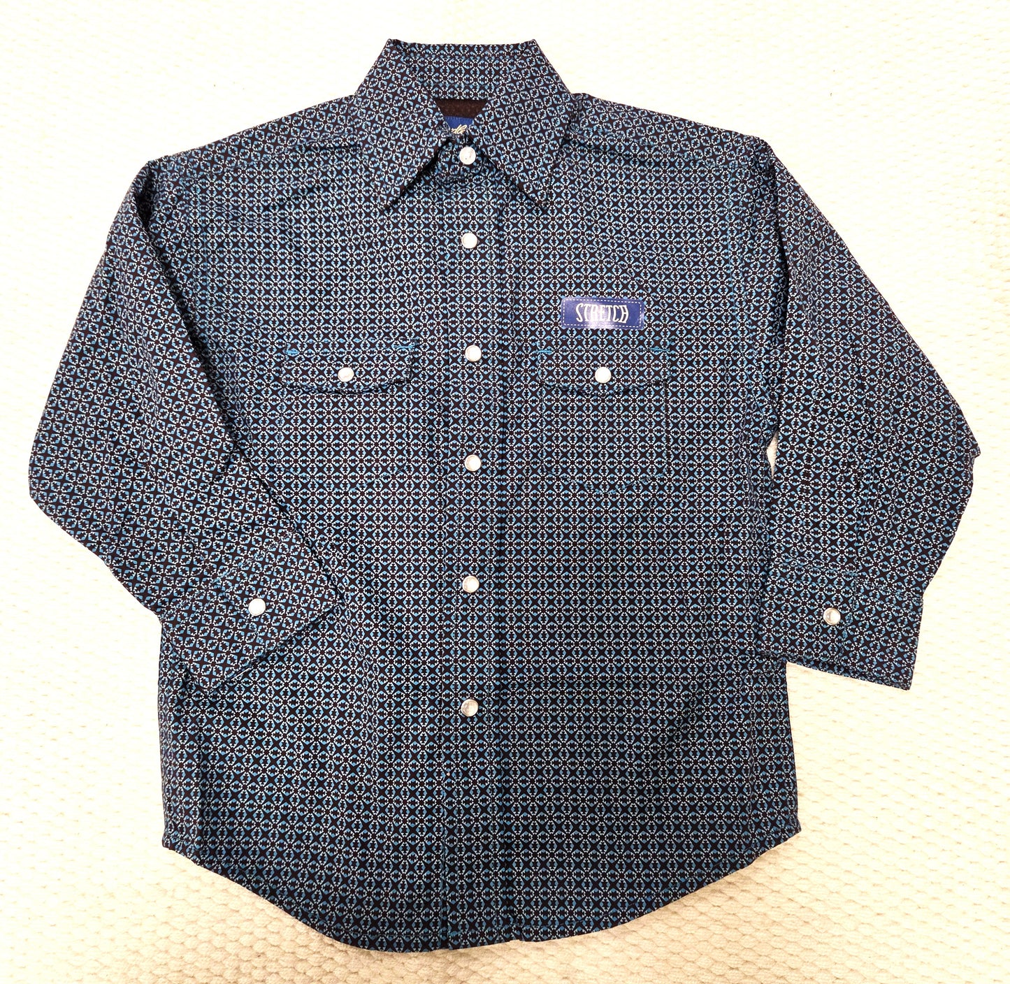 Boys Panhandle Slim Turquoise/Navy Snap Western Shirt
