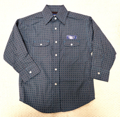 Boys Panhandle Slim Turquoise/Navy Snap Western Shirt