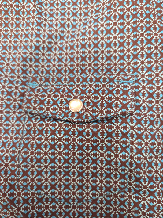 Boys Panhandle Slim Turquoise/Navy Snap Western Shirt