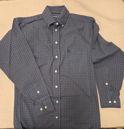 Mens Panhandle Peacock Blue Buttondown LS
