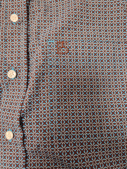 Mens Panhandle Peacock Blue Buttondown LS