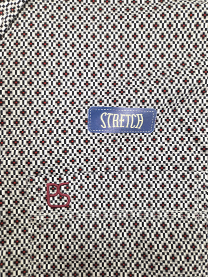Panhandle Slim Rough Stock White/Black/Grey/Red Geometric Print Buttondown