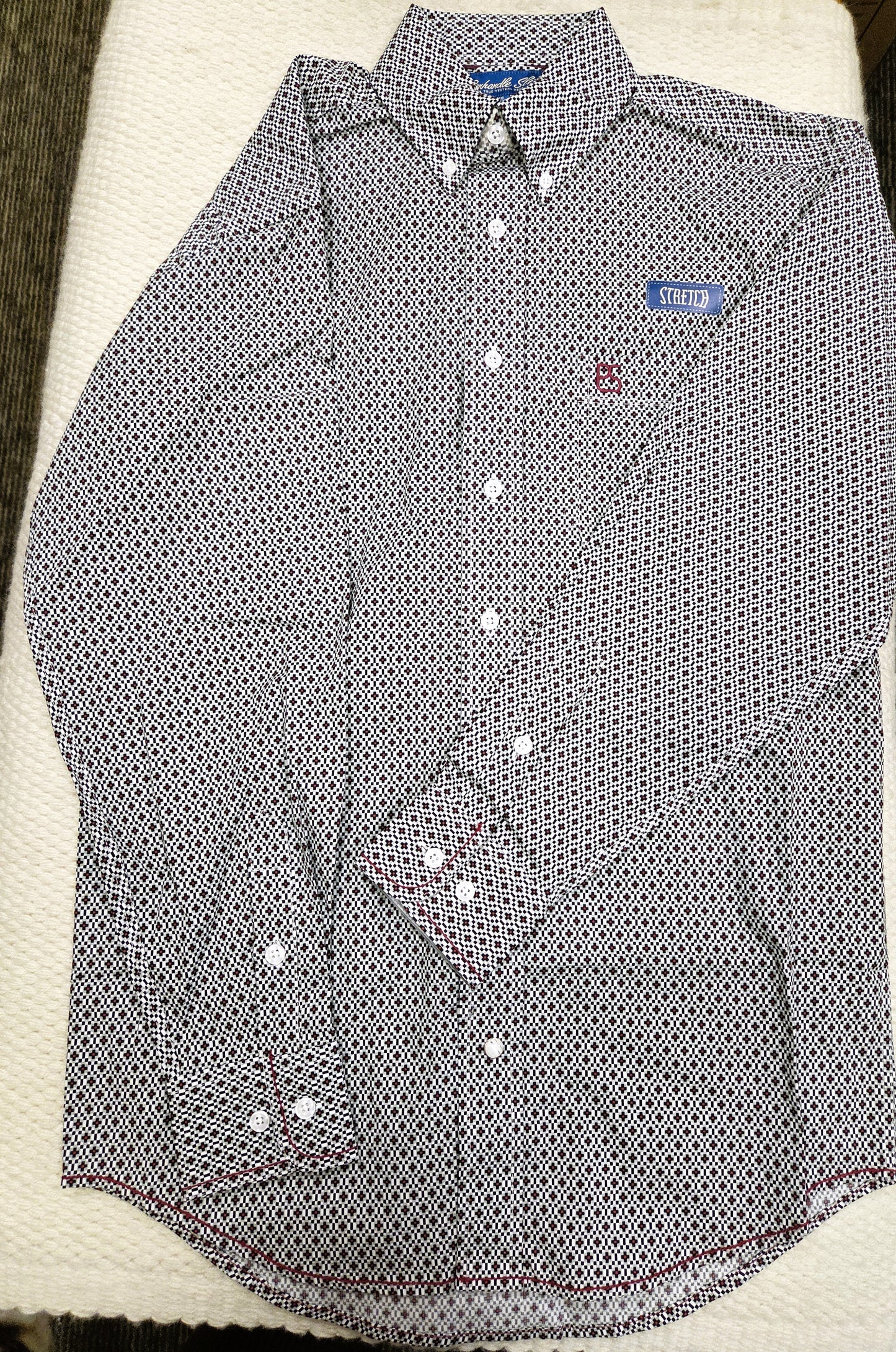 Panhandle Slim Rough Stock White/Black/Grey/Red Geometric Print Buttondown