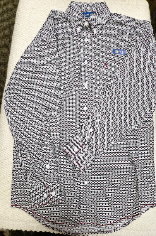 Panhandle Slim Rough Stock White/Black/Grey/Red Geometric Print Buttondown