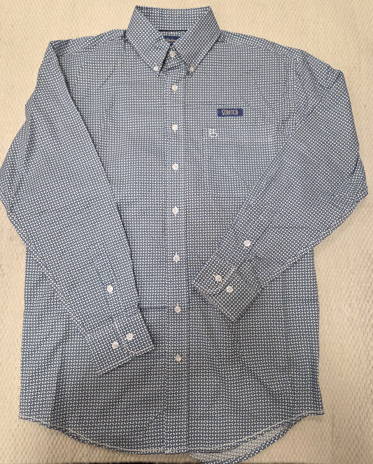 Mens Rough Stock Blue Geometric Buttondown Shirt
